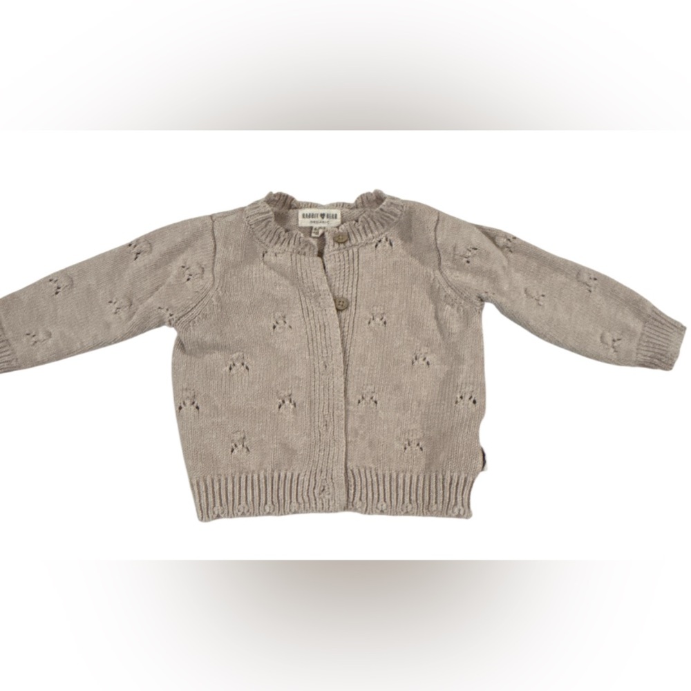 Rabbit + Bear Organic baby Taupe Knit Cadigan 6-9m